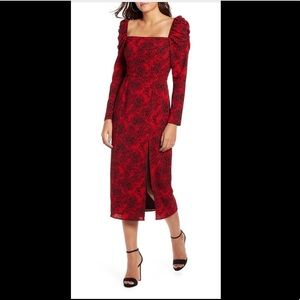 Leith Spatter Print Square Red Dress